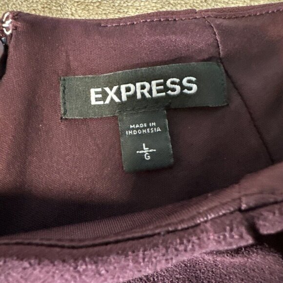EXPRESS Burgundy Classic Cap Sleeve Slit Pencil Dress Large Fitted Cocktail - Picture 3 of 15